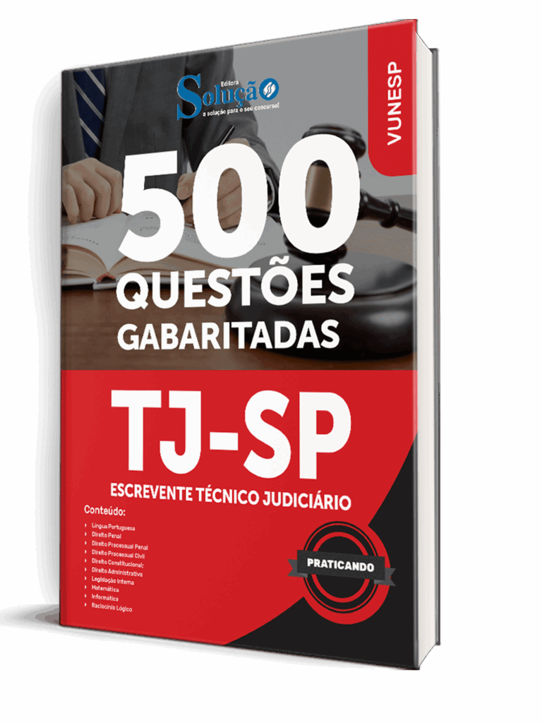 Caderno de Questões TJ-SP 2026 para Escrevente Técnico Judiciário da Editora Solução
