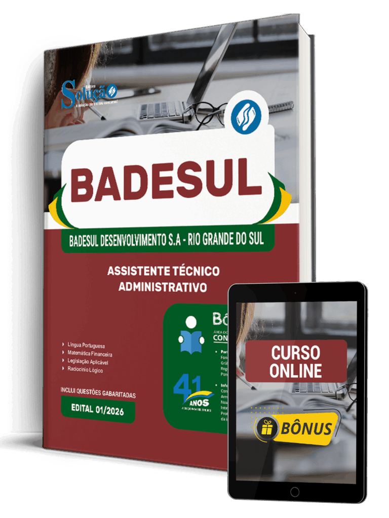Apostila BADESUL 2026 para Assistente Técnico Administrativo da Editora Solução
