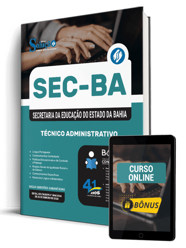 Apostila SEC-BA 2026 para Técnico Administrativo em Nível Médio da Editora Solução