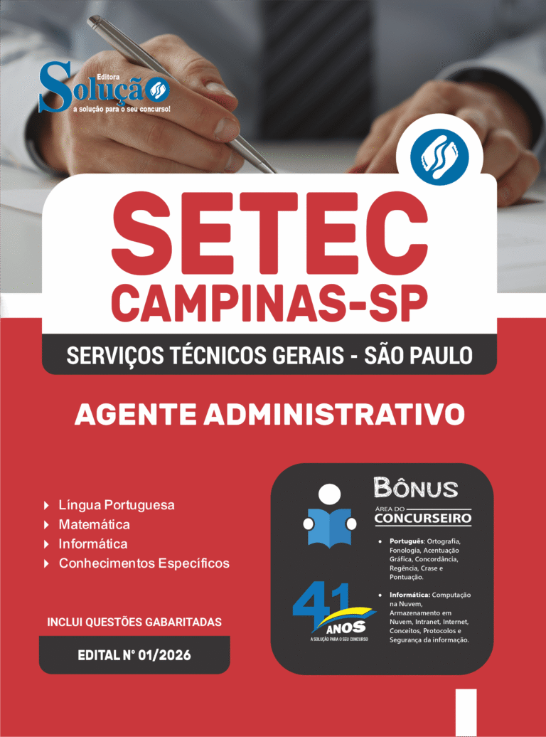 Apostila SETEC Campinas 2026 para Agente Administrativo